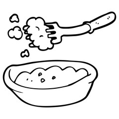 line drawing cartoon bowl of food