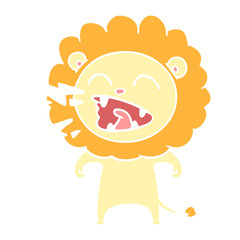 flat color style cartoon roaring lion
