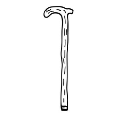 line drawing cartoon walking stick