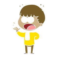 flat color style cartoon shocked man