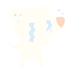 flat color style cartoon crying polar bear