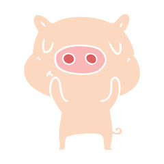 flat color style cartoon content pig