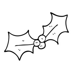 line drawing cartoon xmas holly