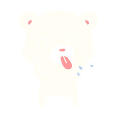 rude flat color style cartoon polar bear sticking out tongue