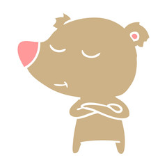 happy flat color style cartoon bear