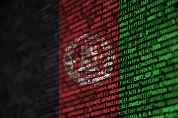 Afghanistan flag is depicted on the screen with the program code. The concept of modern technology...