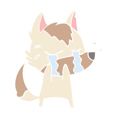 flat color style cartoon crying wolf
