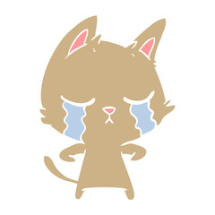 crying flat color style cartoon cat