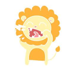 flat color style cartoon roaring lion