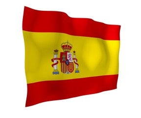 The flag of Spain. Official state symbol of the Kingdom of Spain. Concept: web, sports pages, language courses, travelling, design elements. 3d illustration