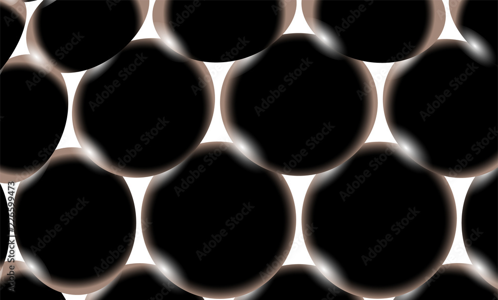Poster abstract texture of black smooth spherical balls of egg circles of smooth unusual glowing geometric 