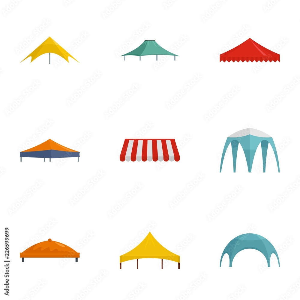 Poster tent icon set. flat set of 9 tent vector icons for web design