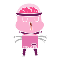 happy flat color style cartoon robot