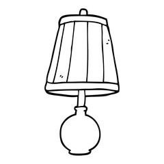 line drawing cartoon table lamp