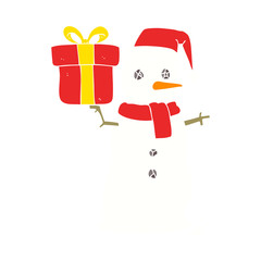 flat color illustration of a cartoon snowman