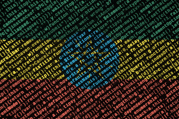 Ethiopia flag  is depicted on the screen with the program code. The concept of modern technology...
