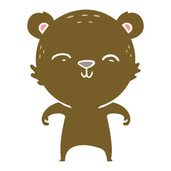happy flat color style cartoon bear