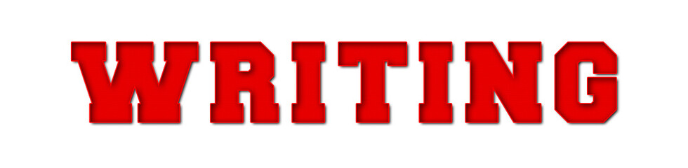 Writing - red text written on white background