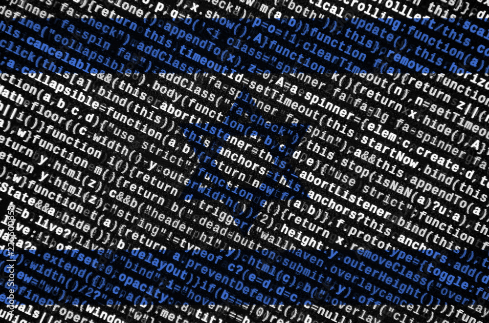 Poster israel flag is depicted on the screen with the program code. the concept of modern technology and si