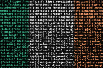 Ireland flag  is depicted on the screen with the program code. The concept of modern technology and...