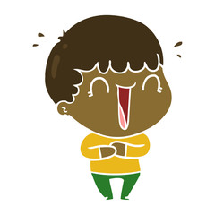 laughing flat color style cartoon man