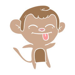 funny flat color style cartoon monkey
