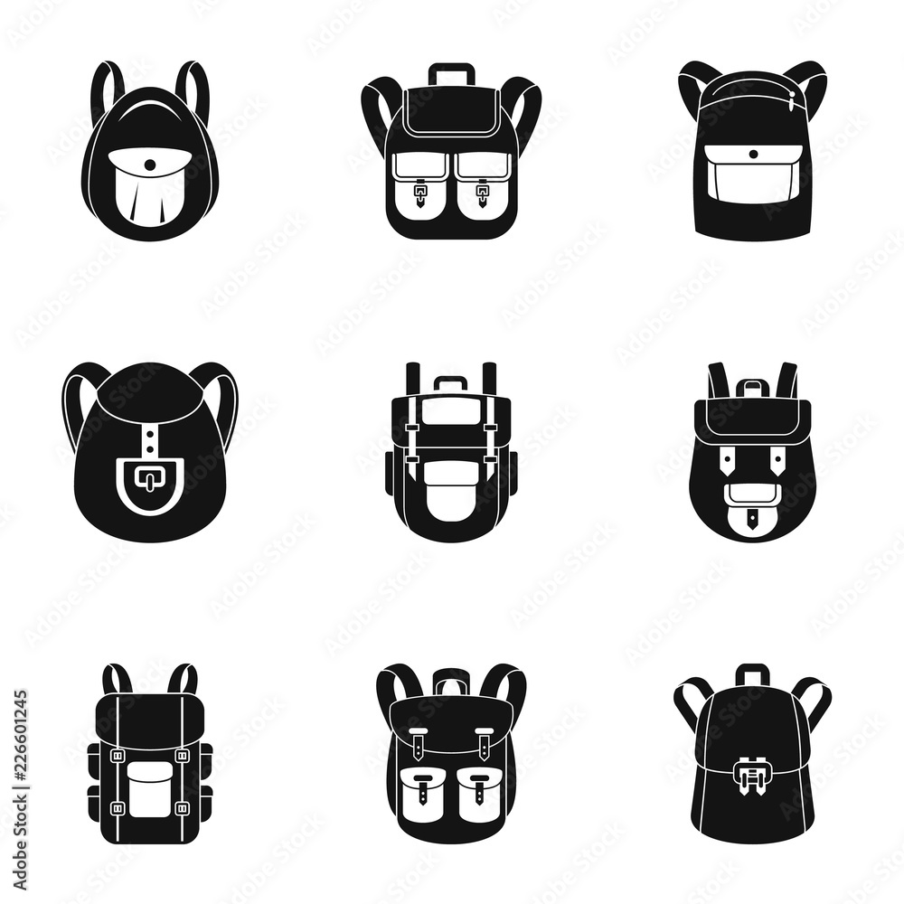 Poster study backpack icon set. simple set of 9 study backpack vector icons for web design on white backgro