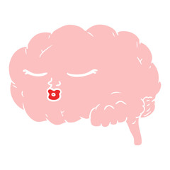 flat color style cartoon brain