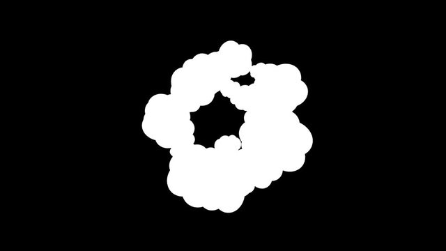 Flat explosion animation. Cartoon footage of a bang. Isolated design element with alpha for game or video