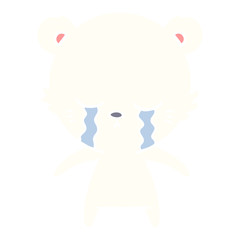 crying flat color style cartoon polarbear