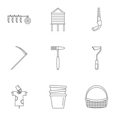Farm icon set. Outline set of 9 farm vector icons for web design isolated on white background
