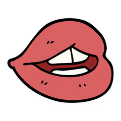 cartoon doodle pink lips