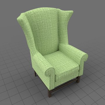 Patterned wing chair