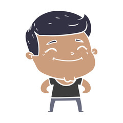 happy flat color style cartoon fashion man