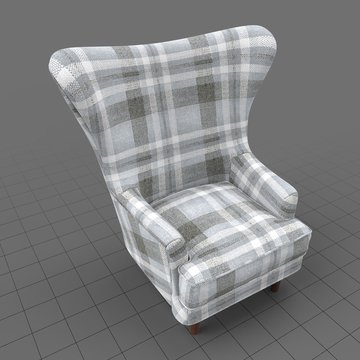 Plaid wing chair