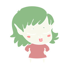 pretty flat color style cartoon elf girl
