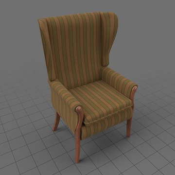 Striped wing chair