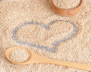 Grains of quinua on wood - Chenopodium quinoa