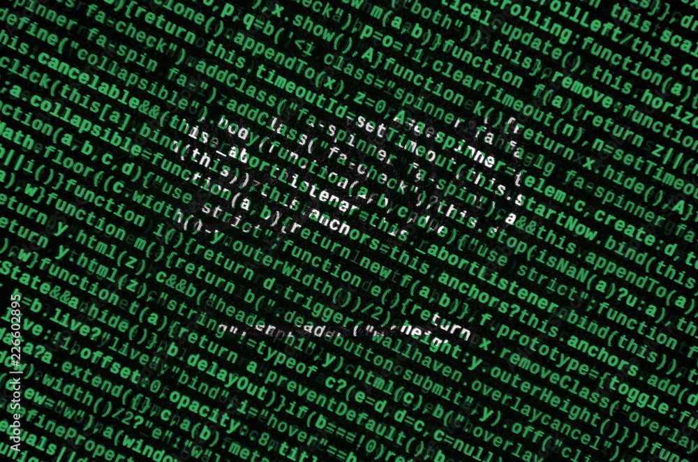 Poster saudi arabia flag is depicted on the screen with the program code. the concept of modern technology 