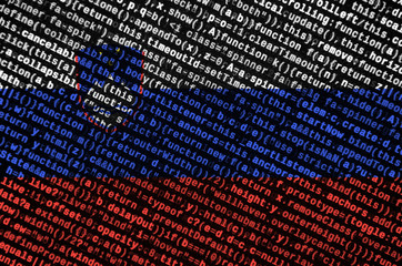 Slovenia flag  is depicted on the screen with the program code. The concept of modern technology...