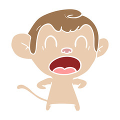 Fototapeta premium shouting flat color style cartoon monkey