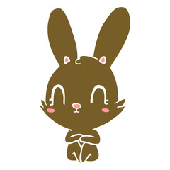 cute flat color style cartoon rabbit