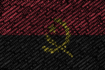 Angola flag  is depicted on the screen with the program code. The concept of modern technology and...