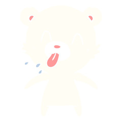 rude flat color style cartoon polar bear sticking out tongue