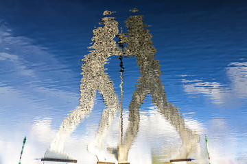 Molecule Man sculpture on Spree River in Berlin, Germany