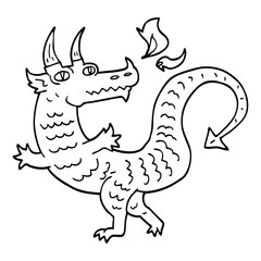 line drawing cartoon dragon