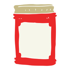 flat color illustration of a cartoon jam jar