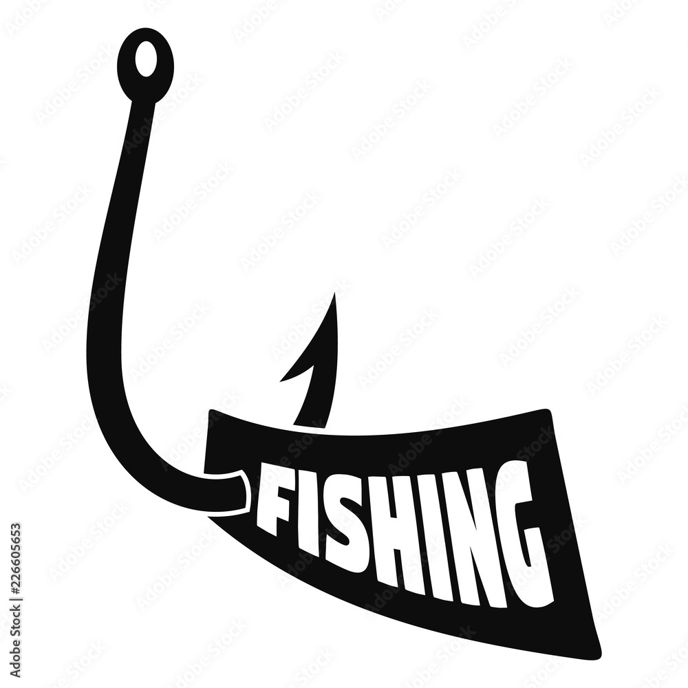 Sticker new fishing hook logo. simple illustration of new fishing hook vector logo for web design isolated o