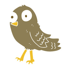 flat color illustration of a cartoon bird