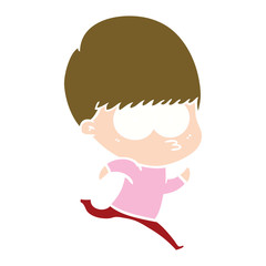 nervous flat color style cartoon boy